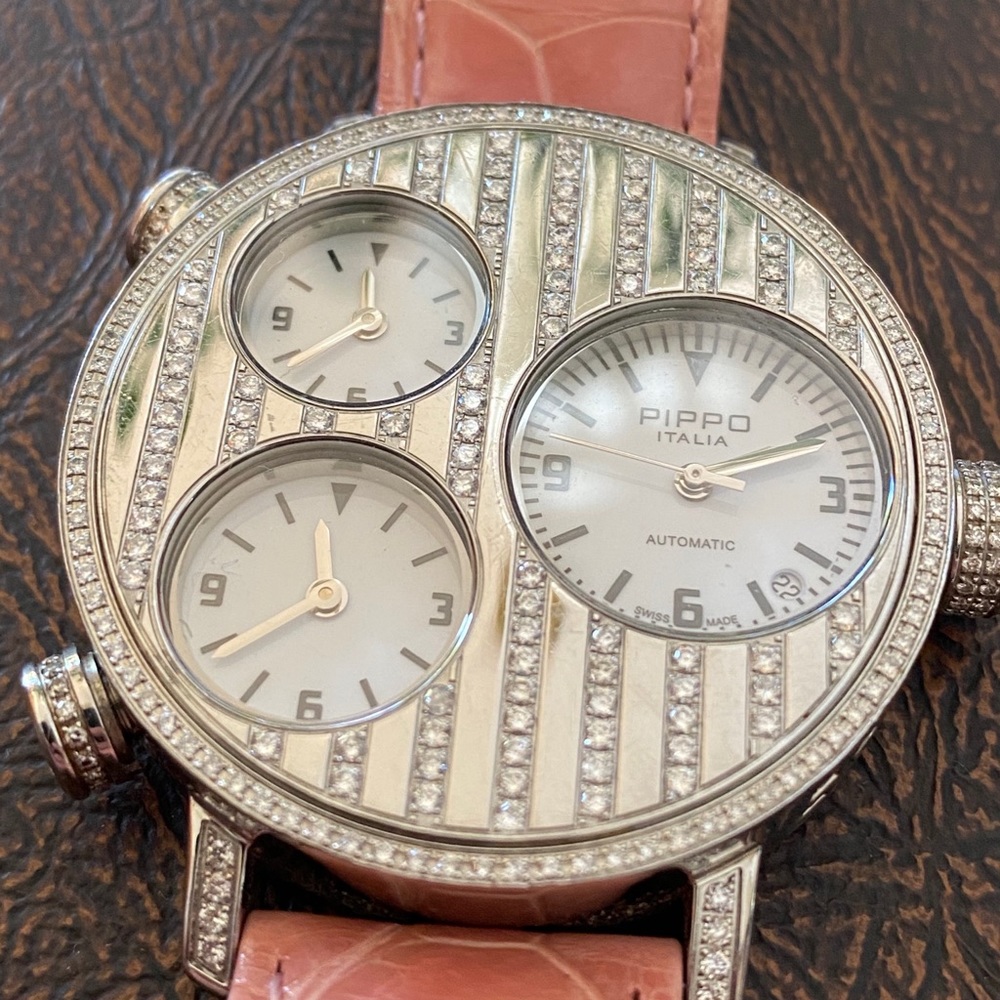 PIPPO Lifetime 3 Timezone Steel with Diamonds.